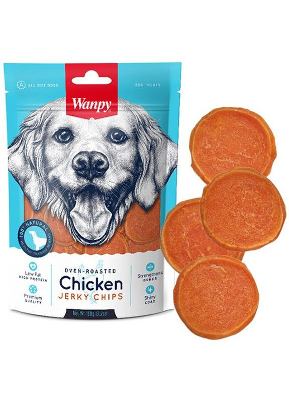 Ласощі для собак Chicken Jerky Chips курячі в'ялені чіпси 100 г Wanpy (266274526)