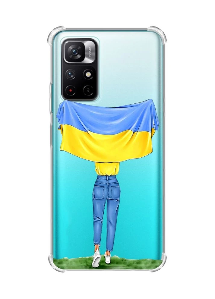 Чехол с утолщёнными углами на Xiaomi Redmi Note 11 4G Девушка с флагом (принт 263) Creative (360689891)
