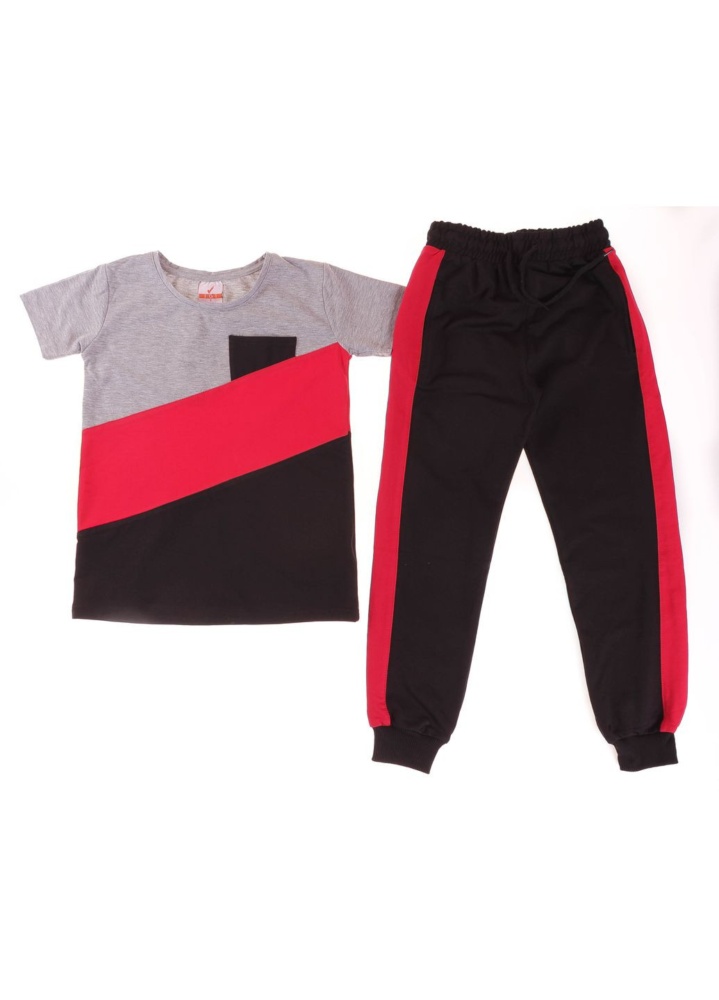 Сірий демісезонний футболка+брюки спортивні м 503 сірий меланжевий і чорний Joi