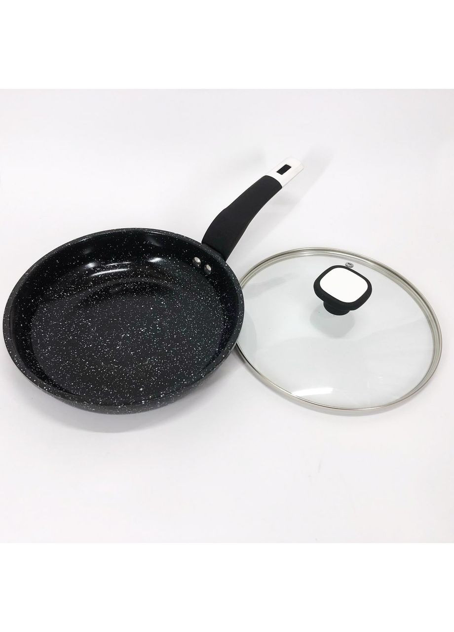Сковорода UN-5144 22 см с крышкой гранит темный, Долговечные сковородки, Идеальная сковорода Unique (365812959)