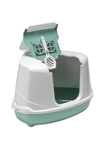 Туалет для котів Flip Cat Corner кутовий з відкидною кришкою 56х45х38см світло-зелений (5412087021130) Moderna (342092566)