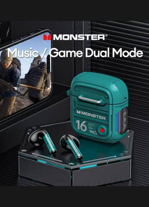 Навушники Bluetooth Airmars XKT16 Green. Ігрові. Monster (293511396)