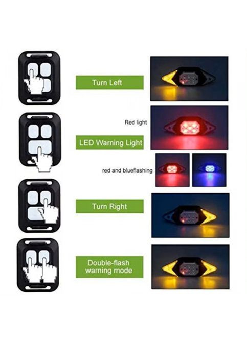 Велофонар LY-6700 із зазначенням поворотів (red+yellow+blue), ЗУ microUSB, Li-Ion акум., пульт керування No Brand (323486494)