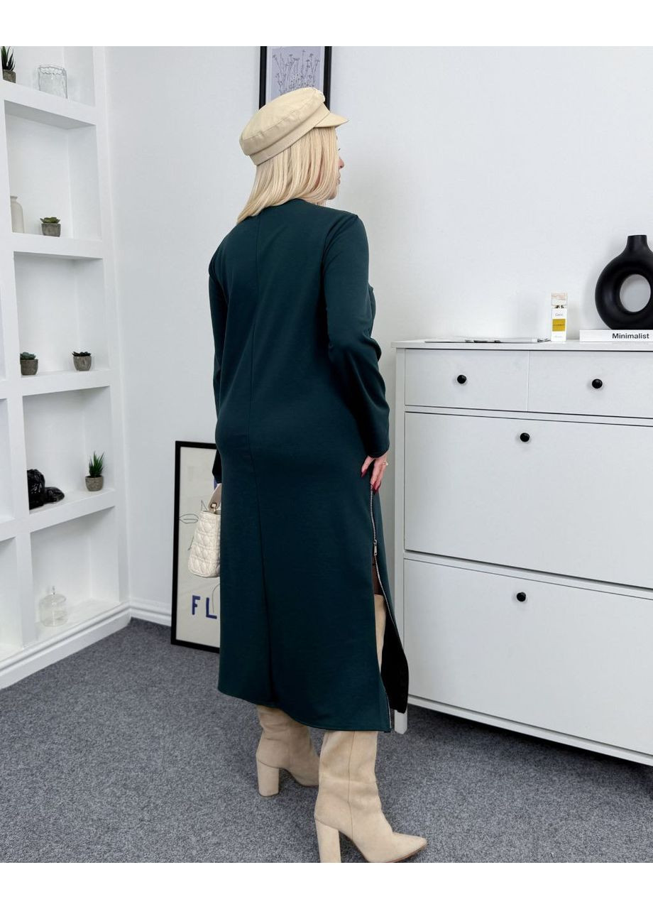 Зелена святковий сукня оверсайз з італійського трикотажу з двома робочими молніями — заміри в описі силуетна DK/DL Мода без кордонів однотонна