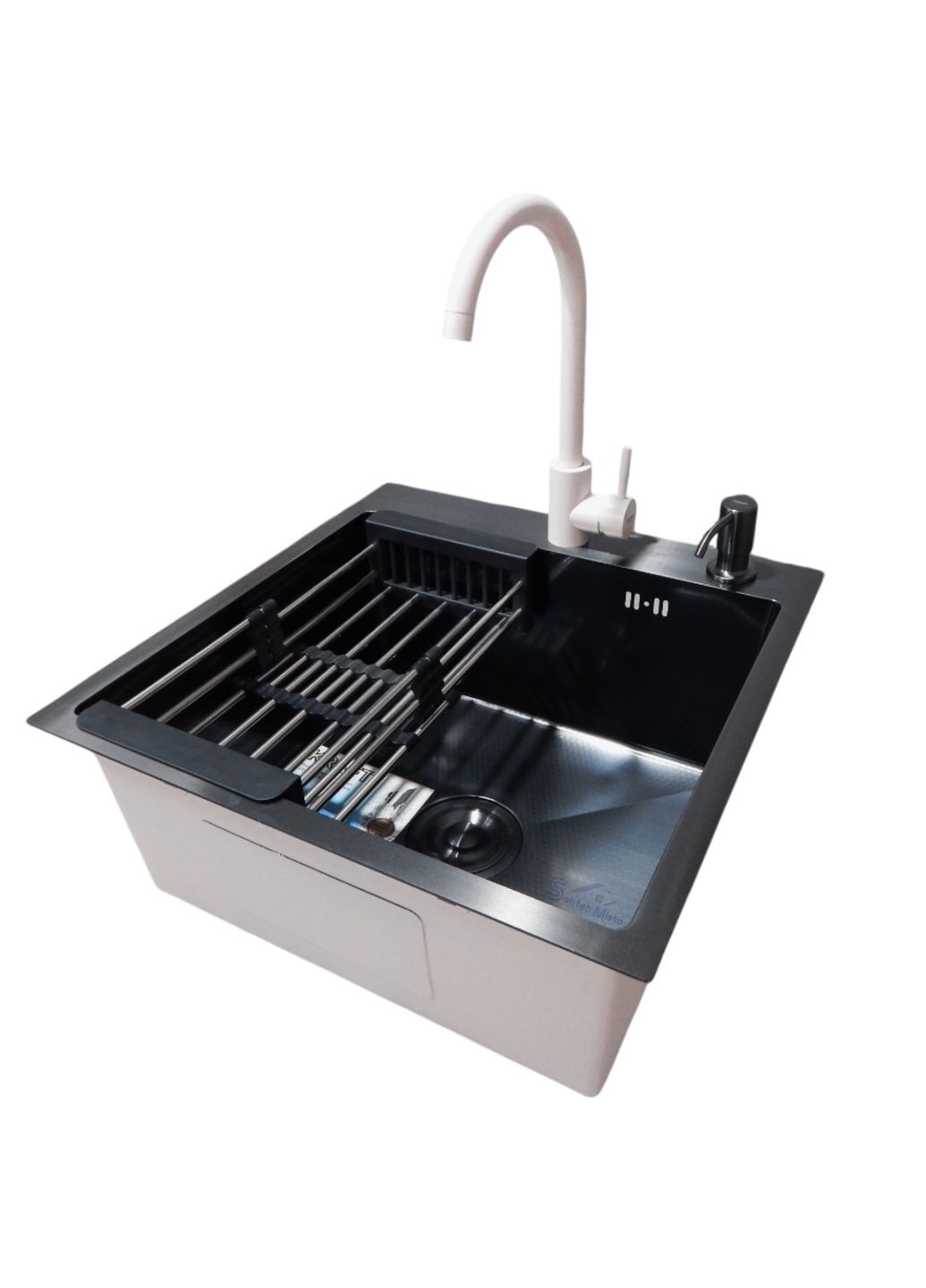 Комплект кухонної мийки HM 50х50 NANO BLACK PVD (3.0/1.0 мм) Kraft (361242226)