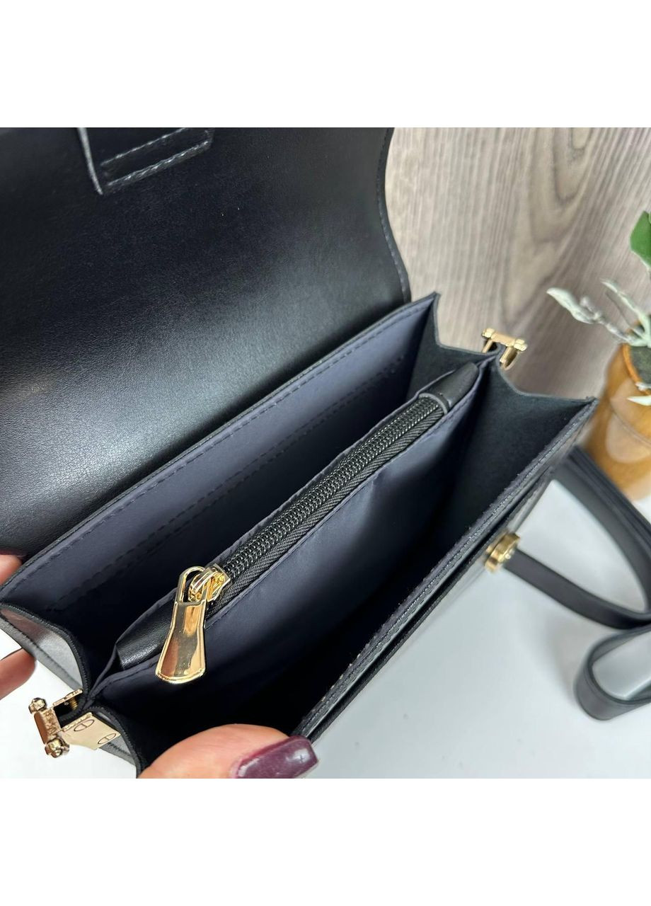 Жіноча міні сумочка клатч рептилія лакова чорна екошкіра ProDobro (363260097)