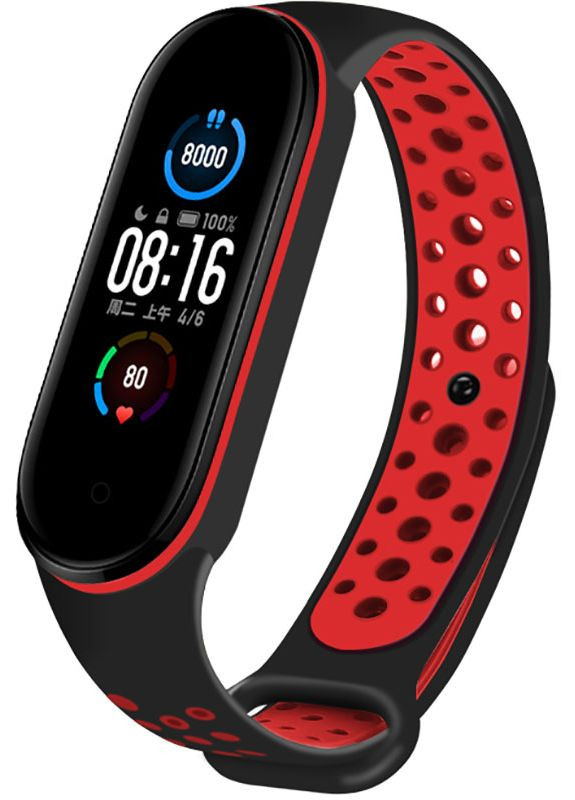 Ремешок Replacement Sports Strap for Mi Band 5/6/7 Black/Red UWatch (301473825)
