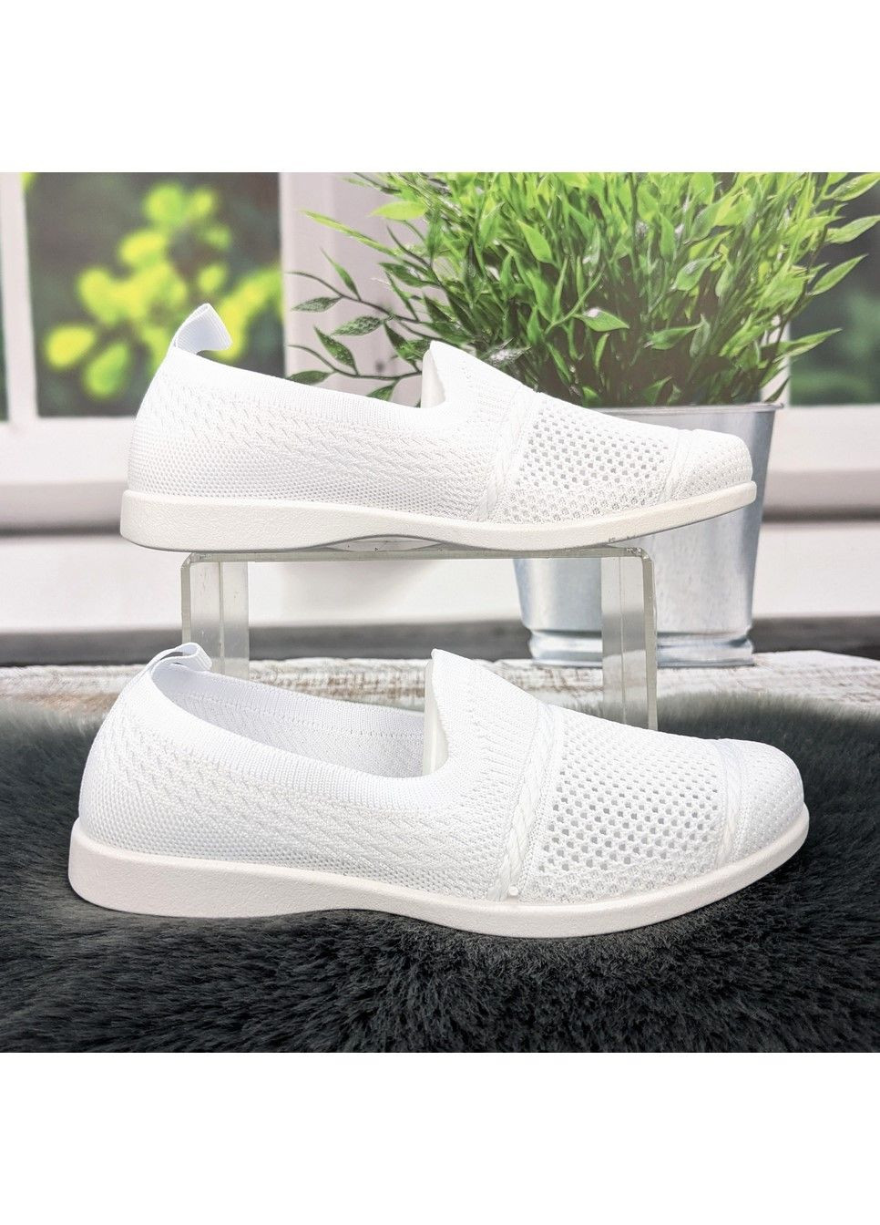 Белые мокасины женские летние текстильные слипоны Gipanis