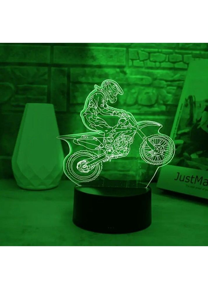 Акриловый 3D светильник - ночник мотоцикл байкер кросс эндуро мото 7 цветов No Brand (368770081)