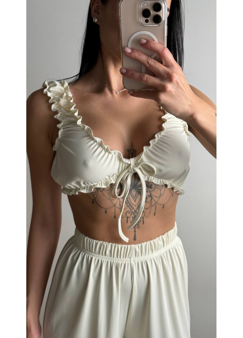 Молочна всесезон піжама топ та штани рубчик Україна