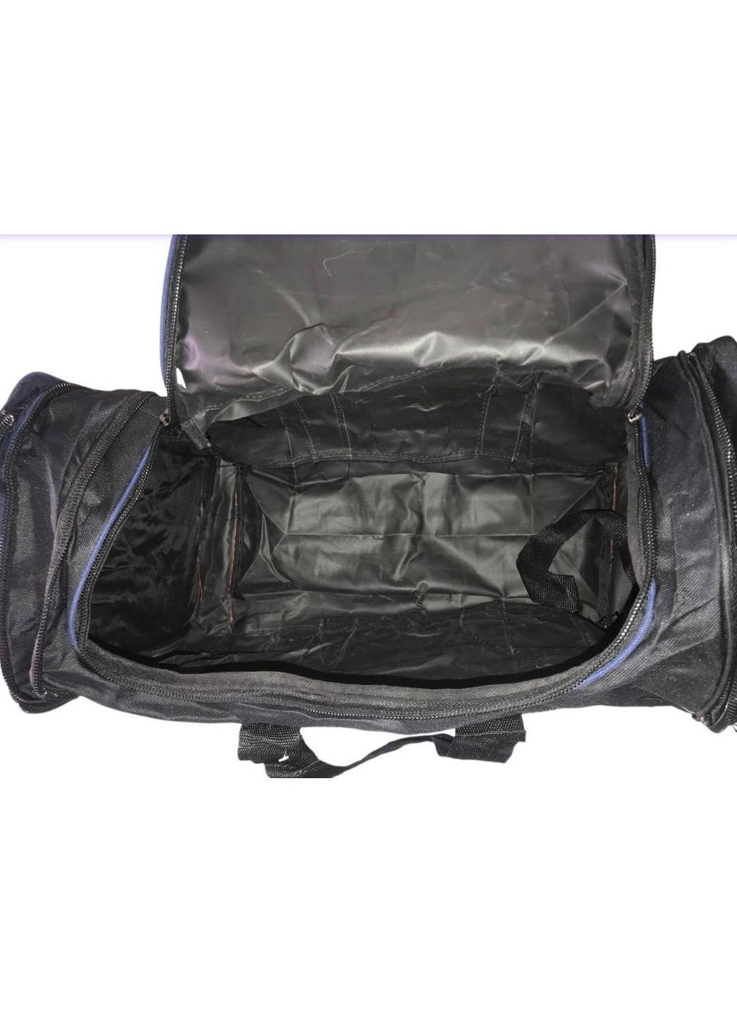 Дорожная сумка большая 70 л с длинным ремнем через плече и регулировкой размера 813-2 черная с синими вставками Sports (364485220)
