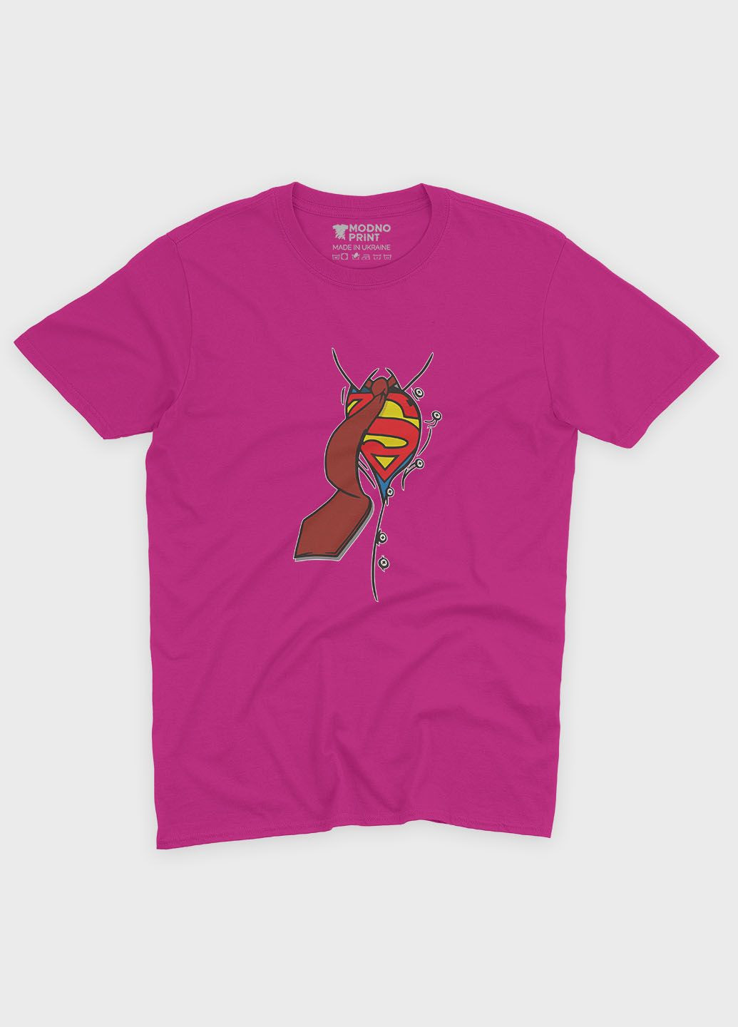 Розовая демисезонная футболка для девочки с принтом супергероя - супермэн (ts001-1-fuxj-006-009-002-g) Modno