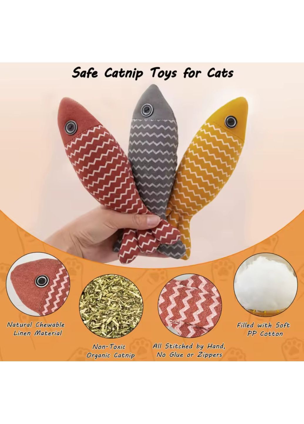 Игрушка для кошек мягкая Рыбка с кошачьей мятой, СЕРА No Brand (363968796)