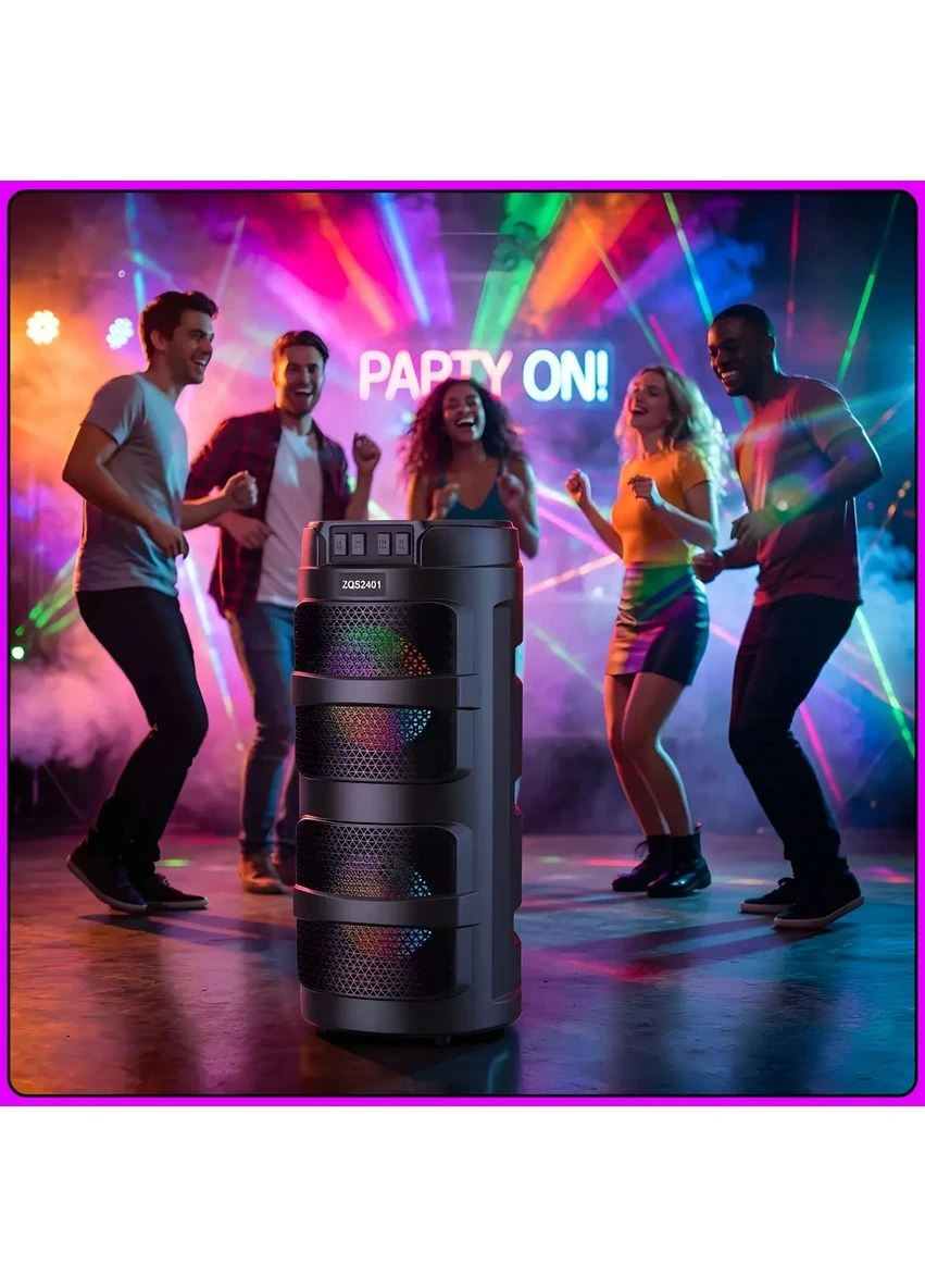 Портативная Bluetooth колонка 2х4" с RGB подсветкой и поддержкой TWS ZQS2401 10W JQ (387862496)