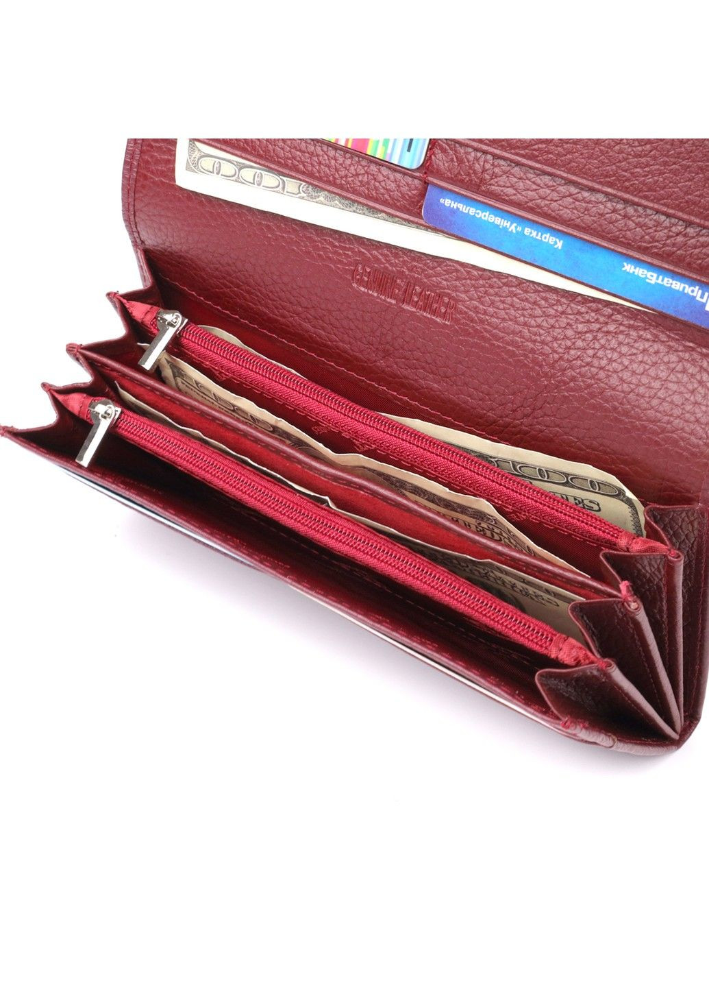 Практичный кошелек для женщин из натуральной кожи 23098 Бордовый st leather (330642743)