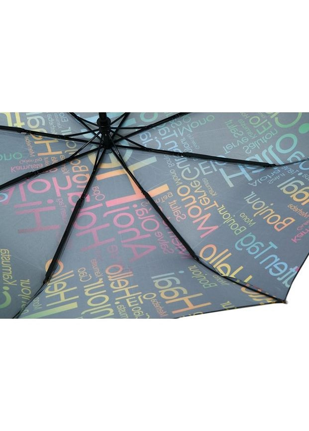 Чёрный зонт автомат rain flowers №1130 "приветствия" женский на 9 спиц черный средний система антиветер (299179551)