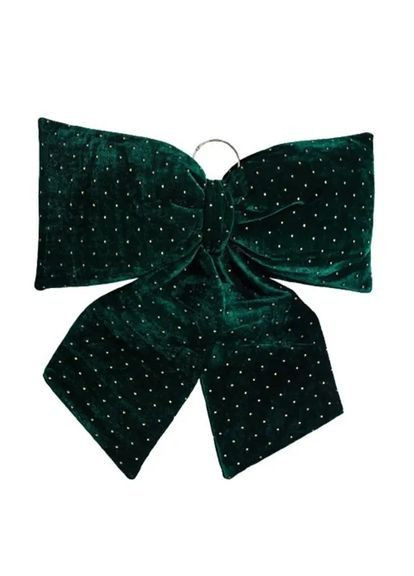 Бант новогодний со стразами бархатный 55*70 см, зеленый Yiwu CR-2-9 No Brand (371996670)