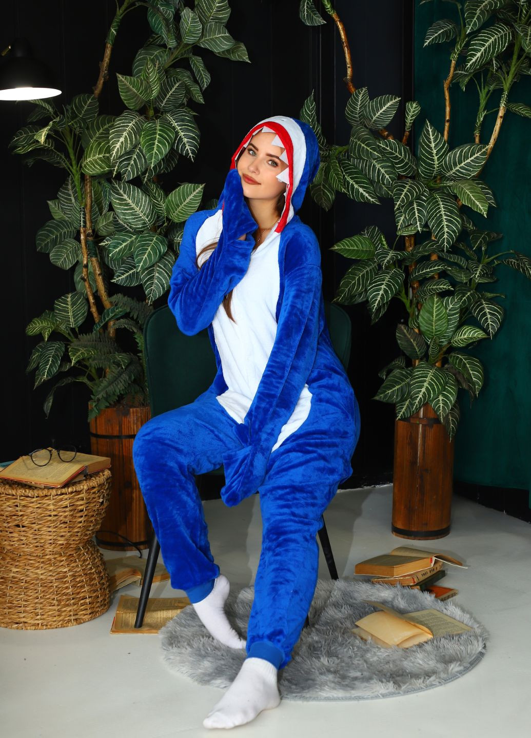 Кігурумі жіноче Акула без плавників плюшева піжама з капюшоном на ґудзиках (1130) My Kigu (360885061)