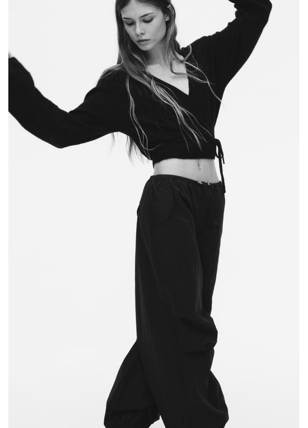 Жіночі штани-парашути Н&М (56833) XS Чорні H&M (288838907)