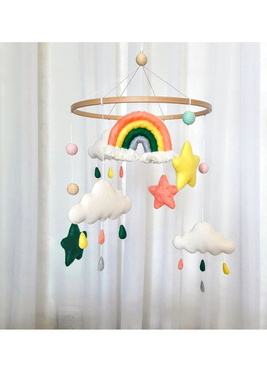 Дитячий мобіль із фетру Веселка ручної роботи, Фетровий мобіль у ліжечко No Brand (362679084)