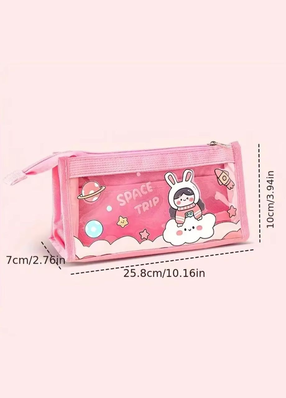 Пенал школьный 6 отделений 250х100х70 мм Розовый No Brand (302243457)