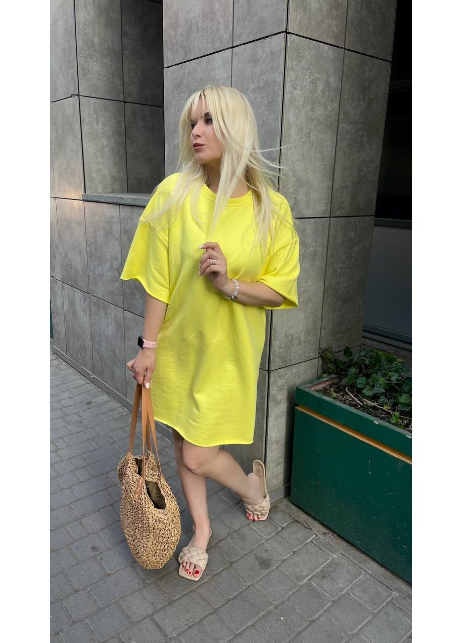 Желтое повседневный женское платье-туника в стиле оверсайз оверсайз MonCher