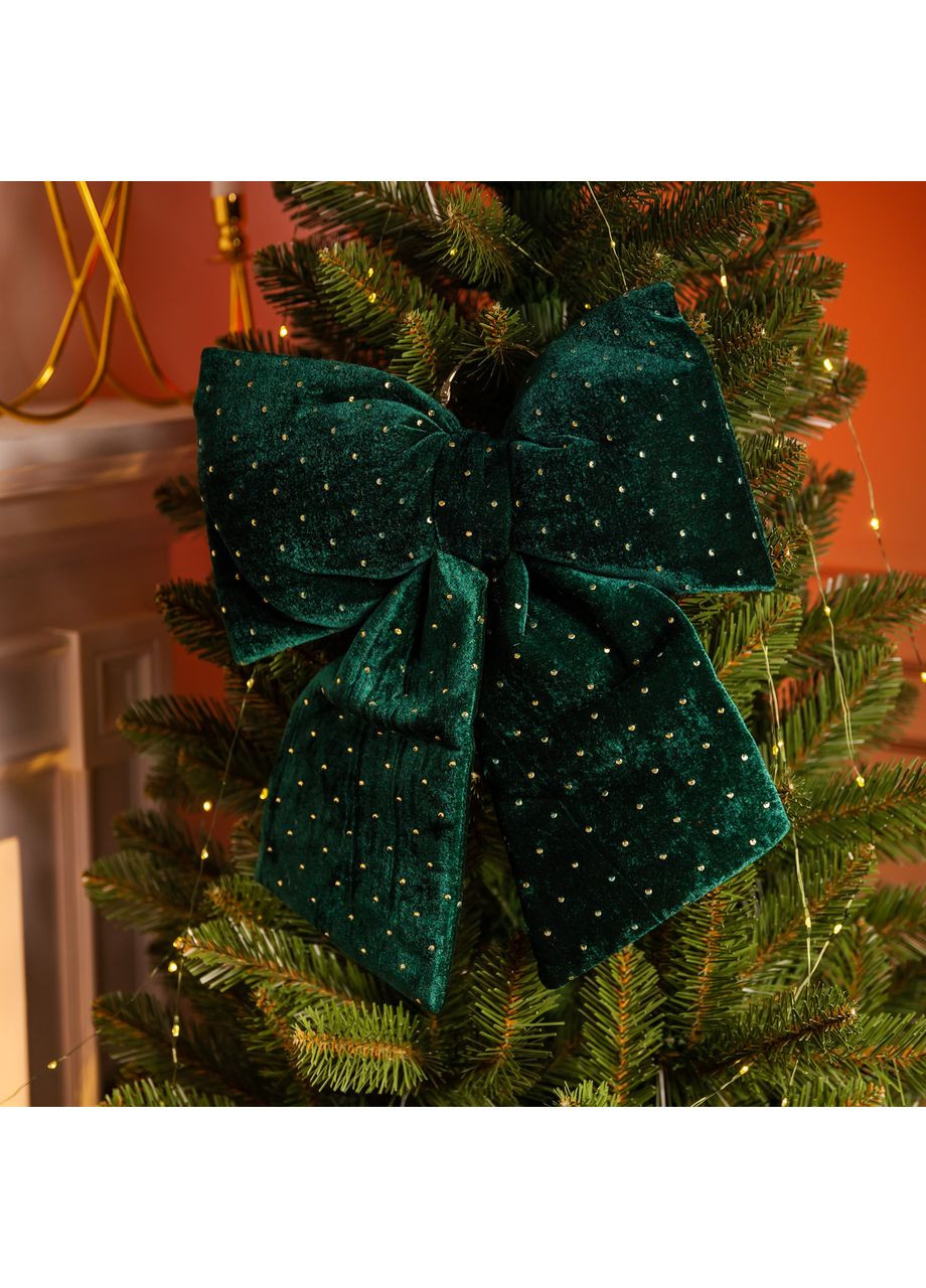 Оксамитовий бант для декору зі стразами на ялинку 35×45 (см) CR-2-11 (A-040956) Yiwu (365813478)