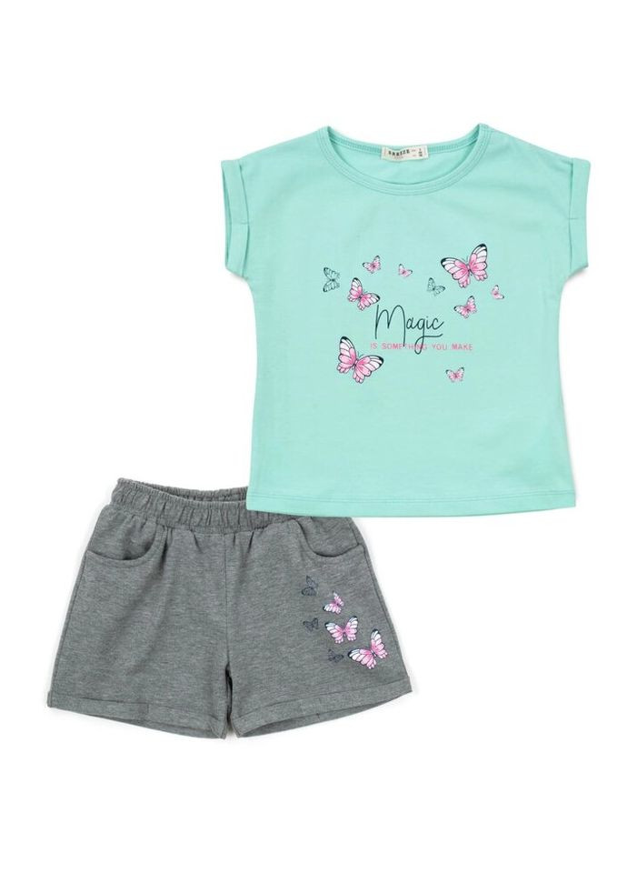 М'ятний літній набір дитячого одягу з метеликами (19828-110g-mint) Breeze