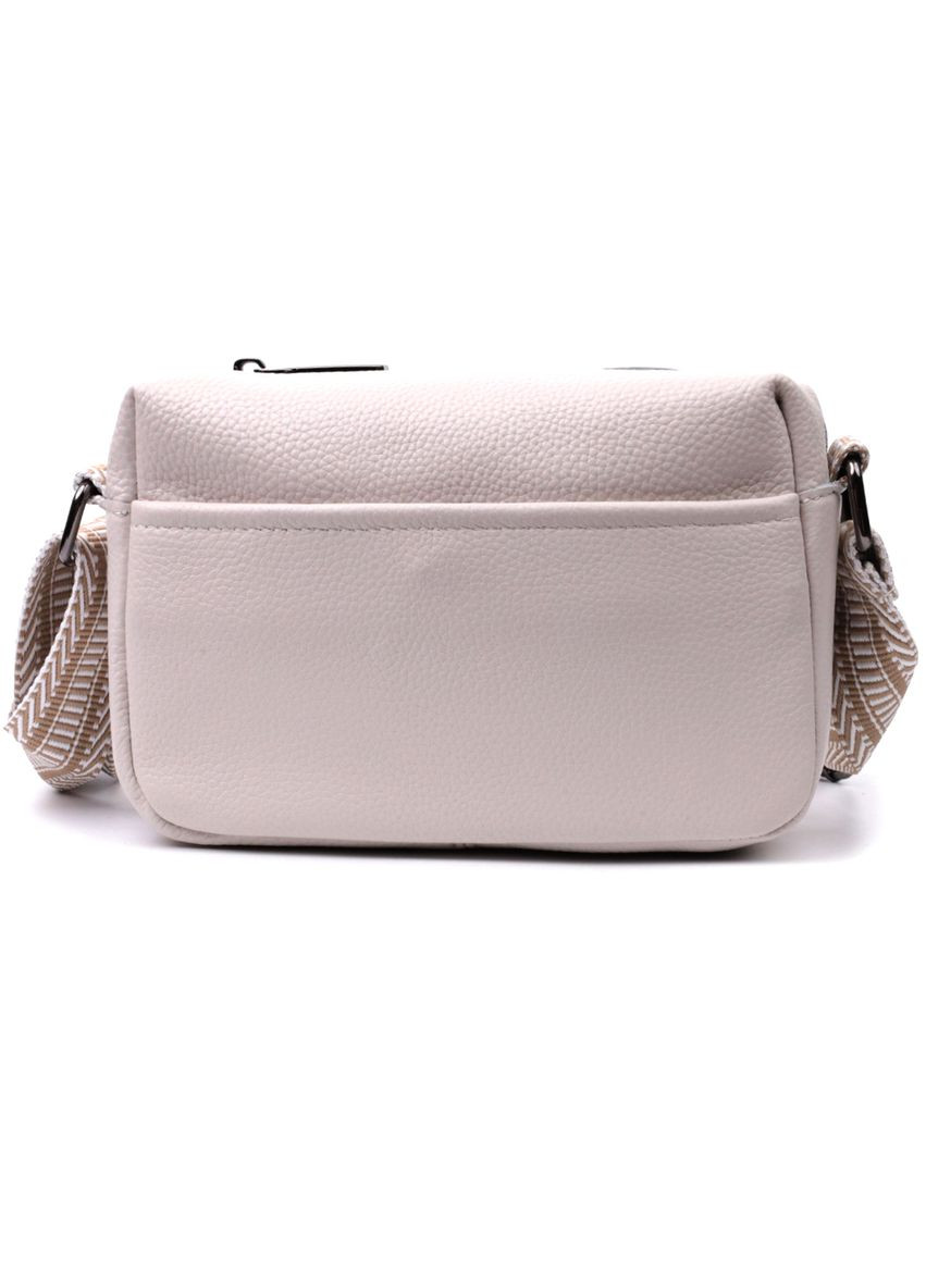 Женская кроссбоди на одно отделение из натуральной кожи белая 22602 Vintage (329197737)