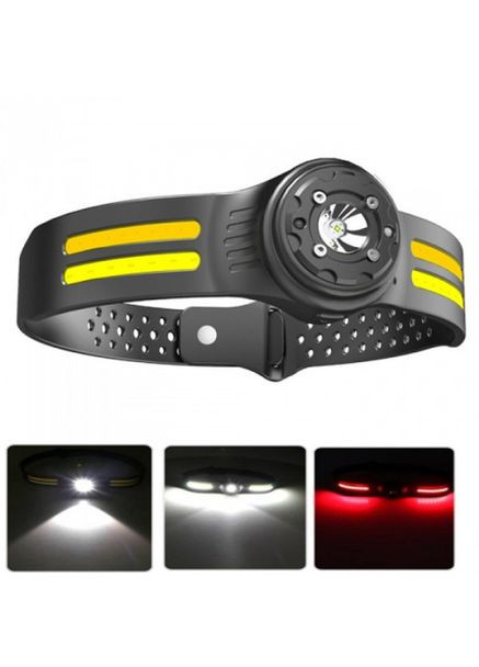 Фонарь налобный аккумуляторный T134-XPE-4COB водонепроницаемый корпус с датчиком движения 6 режимов Bailong (370606726)