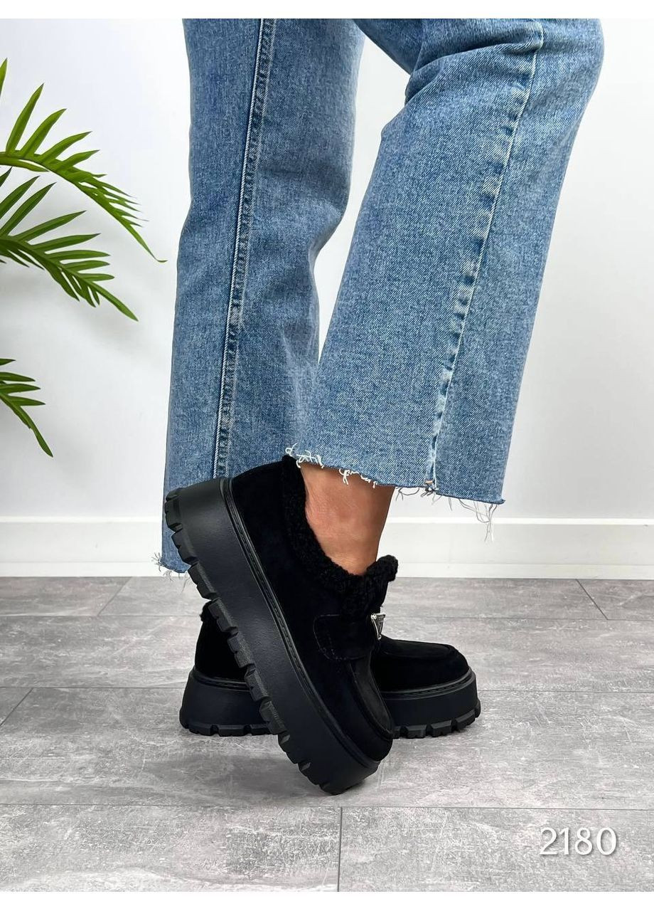 No Brand Стильні жіночі лофери лофери чорний з штучна замша, — зима (362577194)