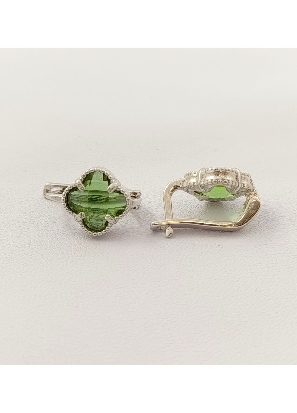 Серебряные серьги с султанитом "Клевер" СКЛВ/с-слт Shatlen Сережки (356180753)