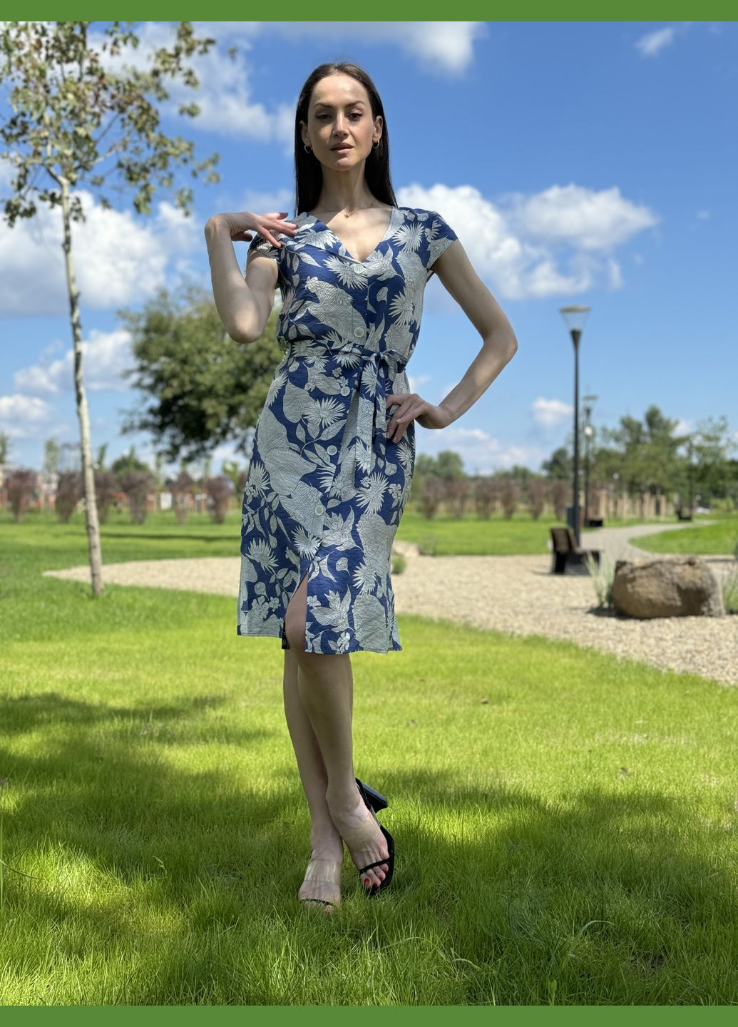 Сіро-синя легка сіро-блакитна сукня з планкою 5785с Cat Orange