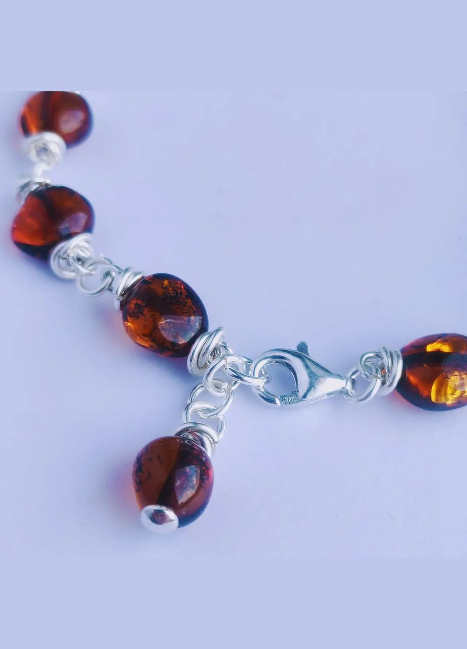 Браслет срібний 2812 з натуральним бурштином MINOV (315048383)