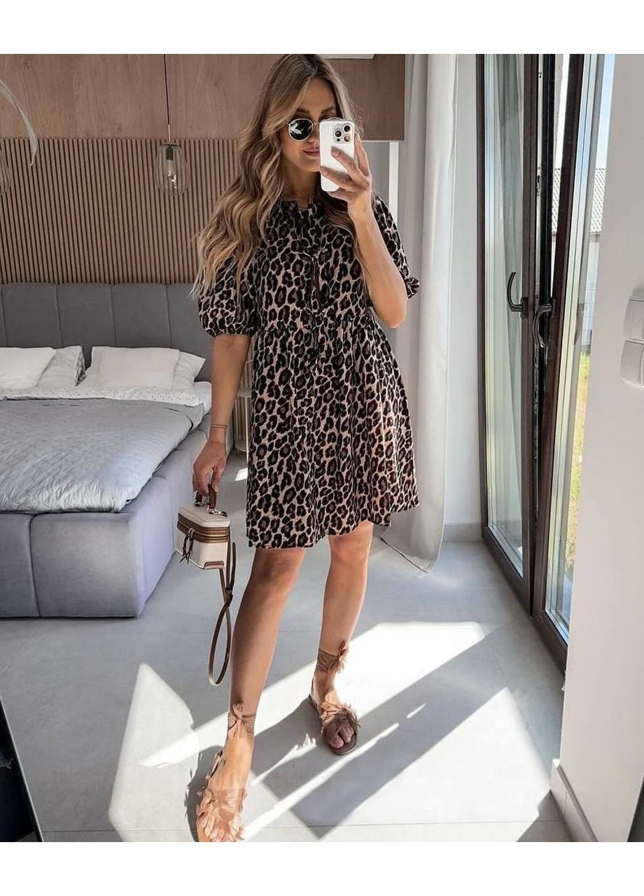 Коричнева святковий сукня Vione леопардовий