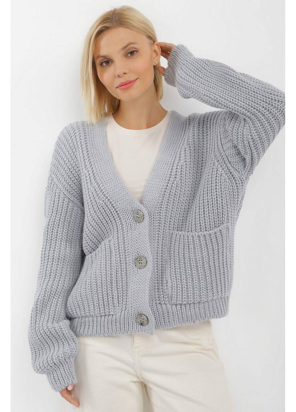 Светло-серый зимний кардиган Sewel