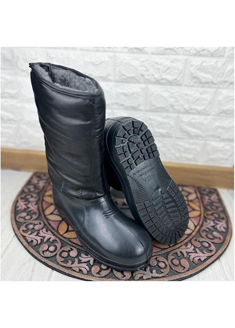 Черные валянки чоловiчi з галошем шкiрянi vs-0070808-10 чорнi Sanlin