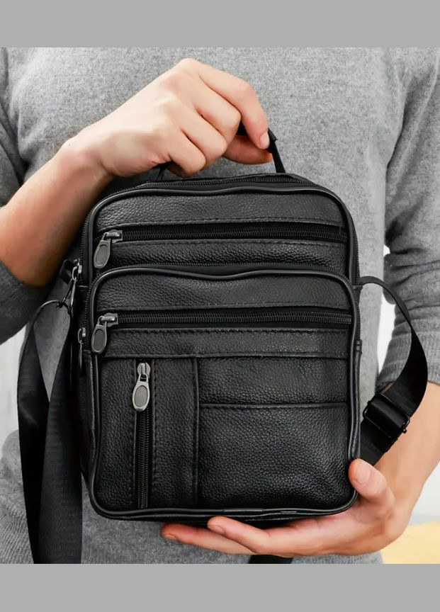 Сумка мужская кожаная на плечо Кросс Боди. Черная No Brand (322772654)