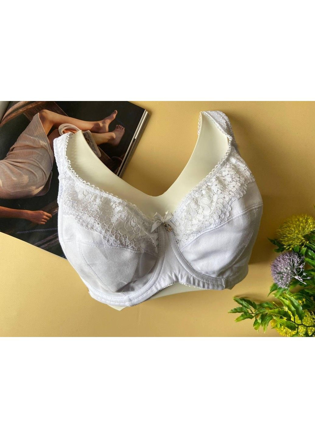 Білий білий бюстгальтер великого розміру чашка g, ліфчик на великі груди без поролону Lanny Mode