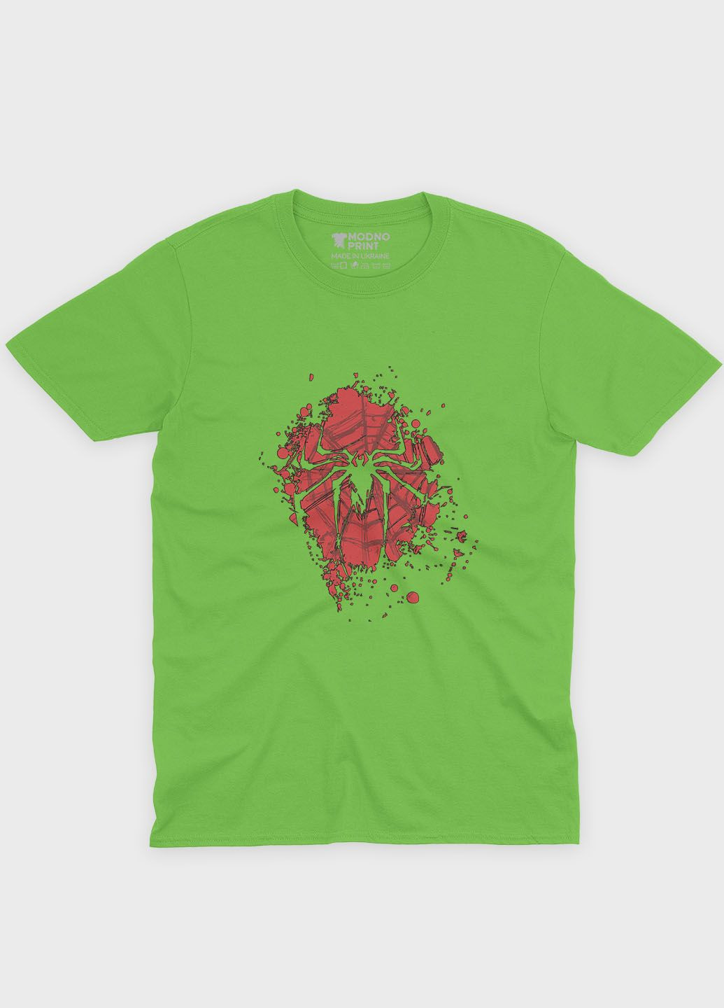Салатова демісезонна футболка для хлопчика з принтом супергероя - людина-павук (ts001-1-kiw-006-014-084-b) Modno