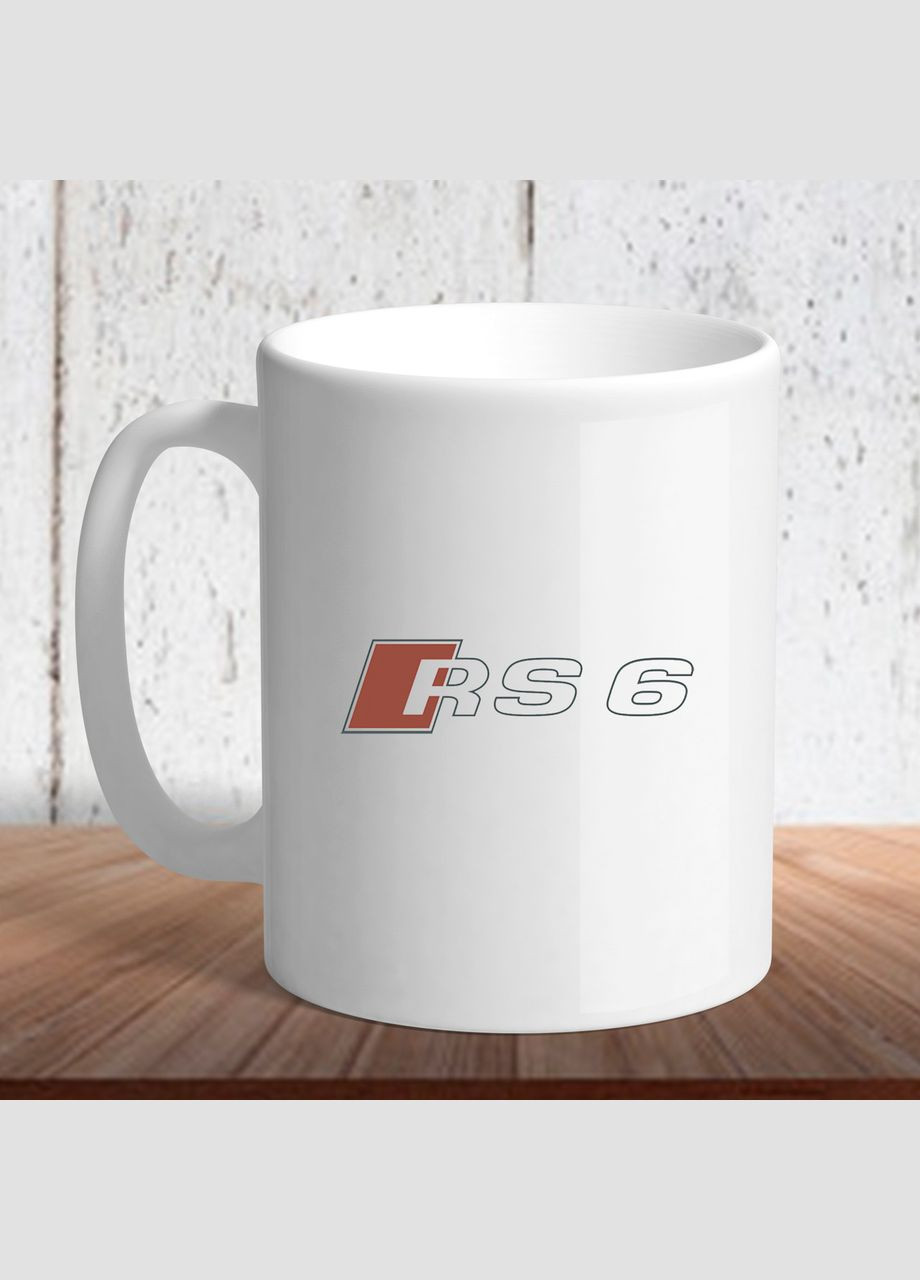 Білий кухоль (чашка) з логотипом автомобіля "Audi rs6" Кавун Чашка (316113939)
