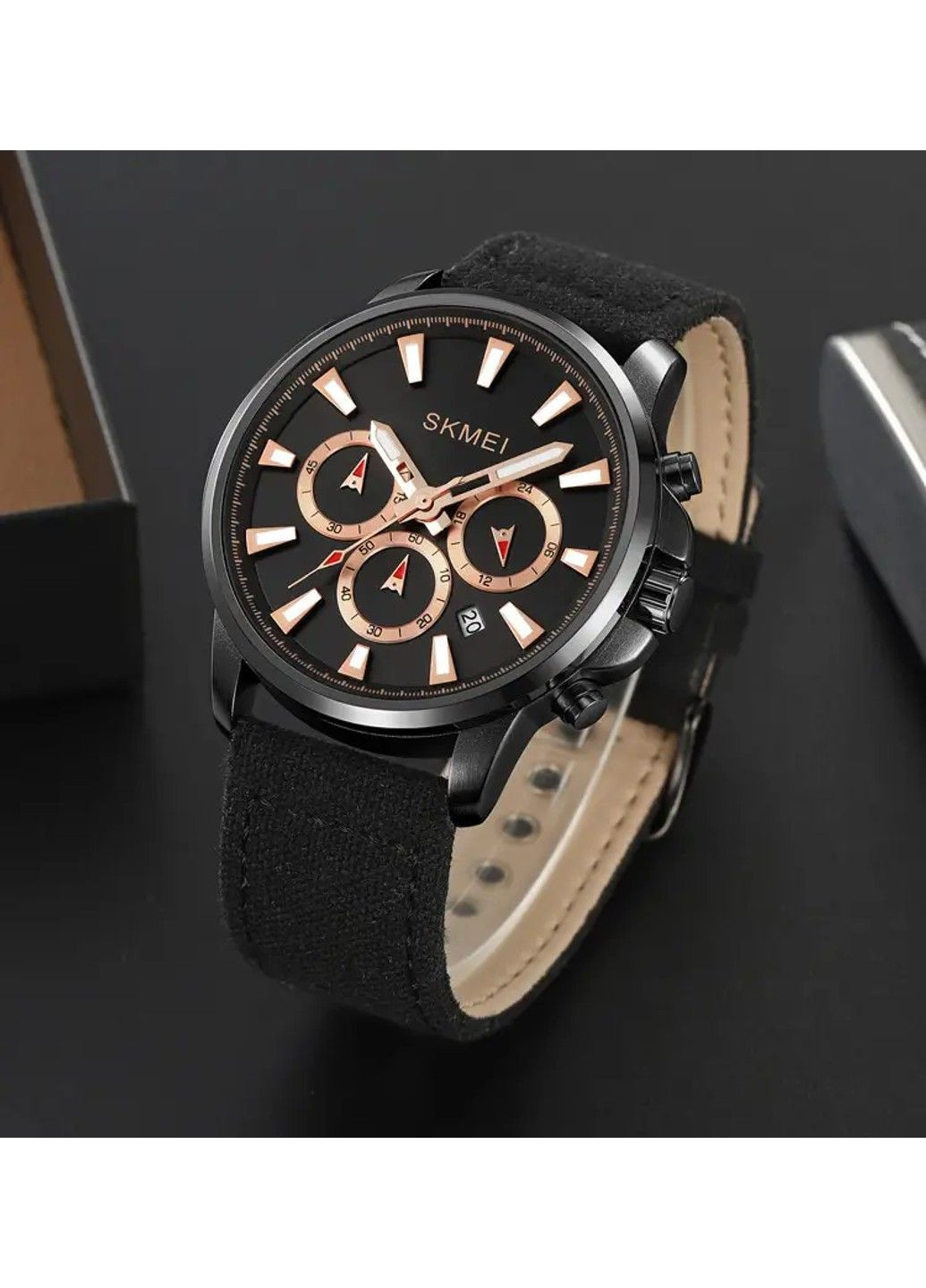 Мужские наручные часы 2071 на нейлоновом ремешке (Черные) Skmei (314483169)