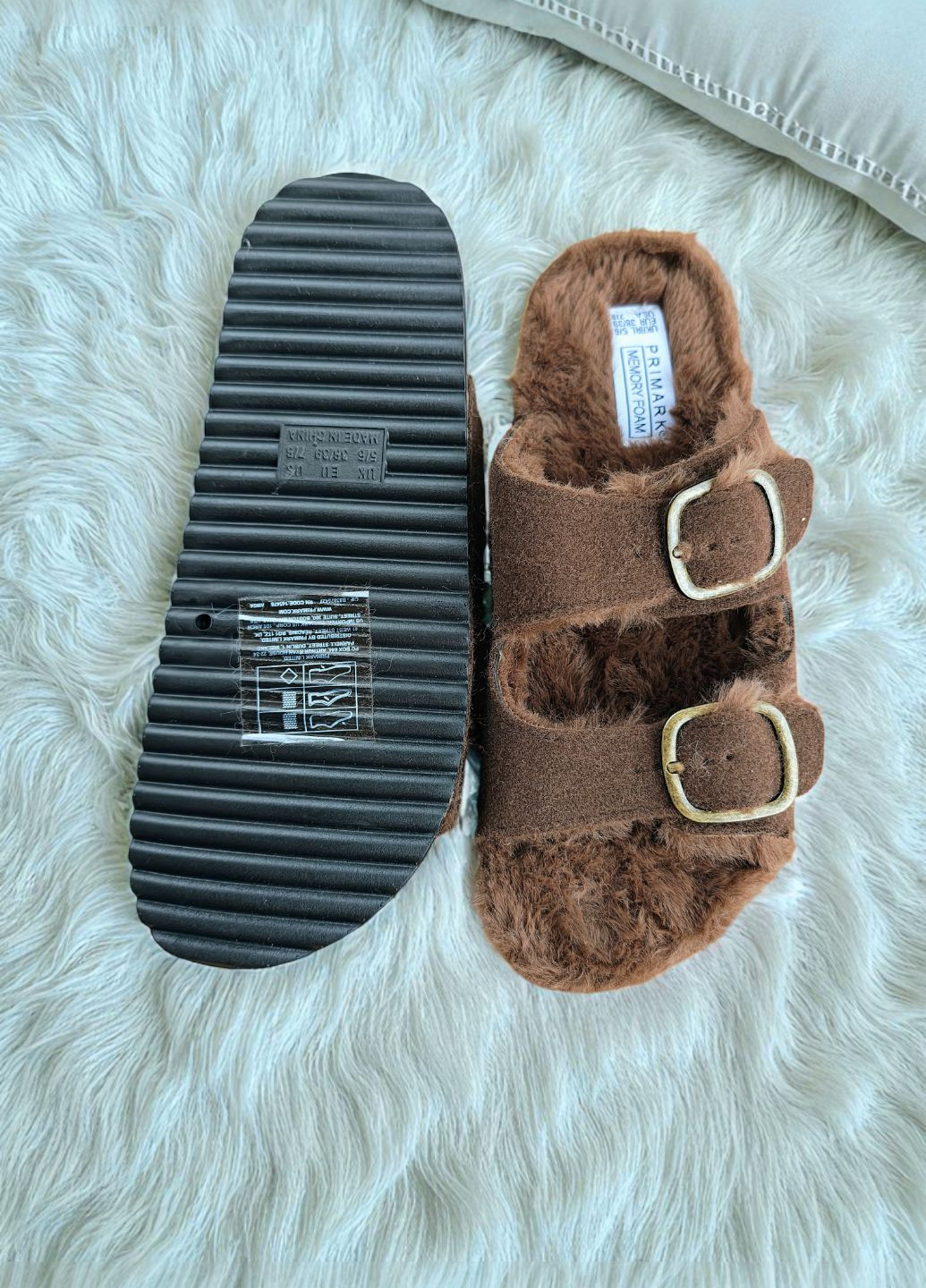 Коричневые плоские шлепанцы с пряжами женские memory foam slipper с эффектом памяти коричневые (7967) Primark