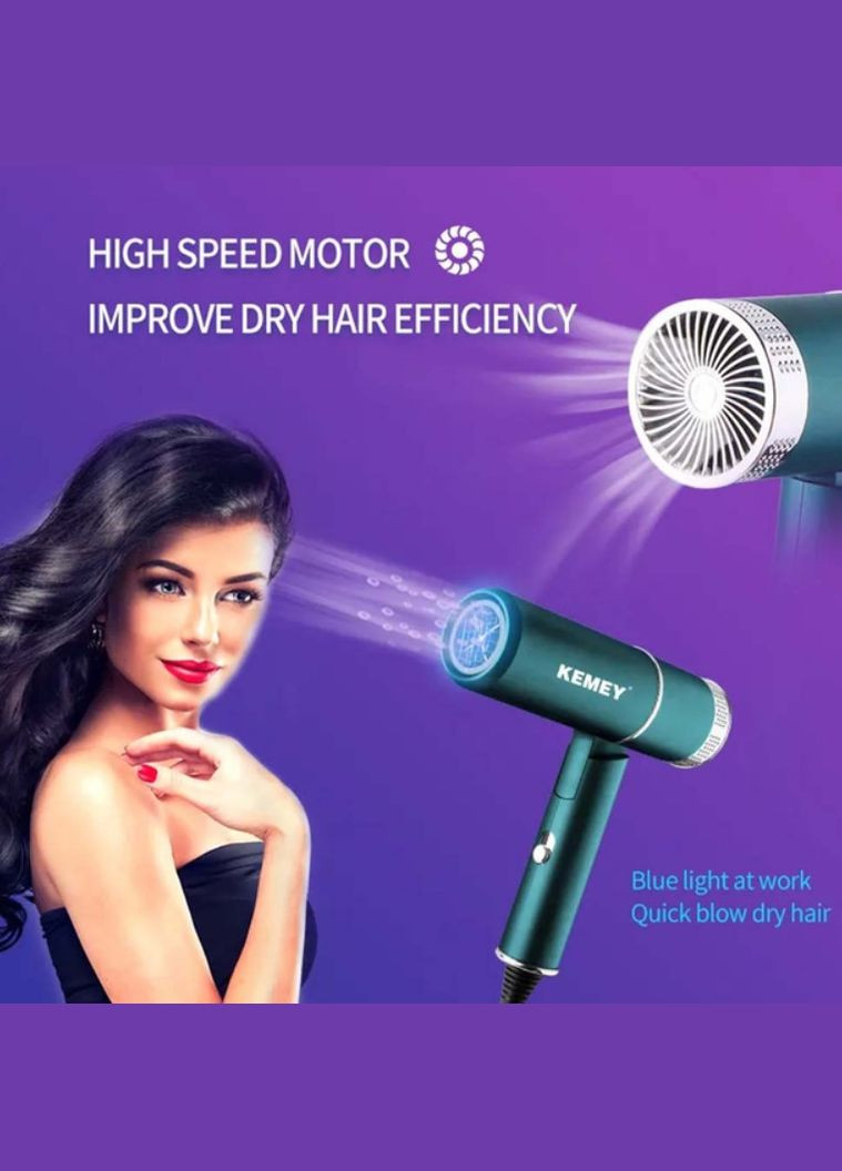 Фен Kemey 3500 Вт 3 Зеленый (2390000003) No Brand KM-9825 (340252209)