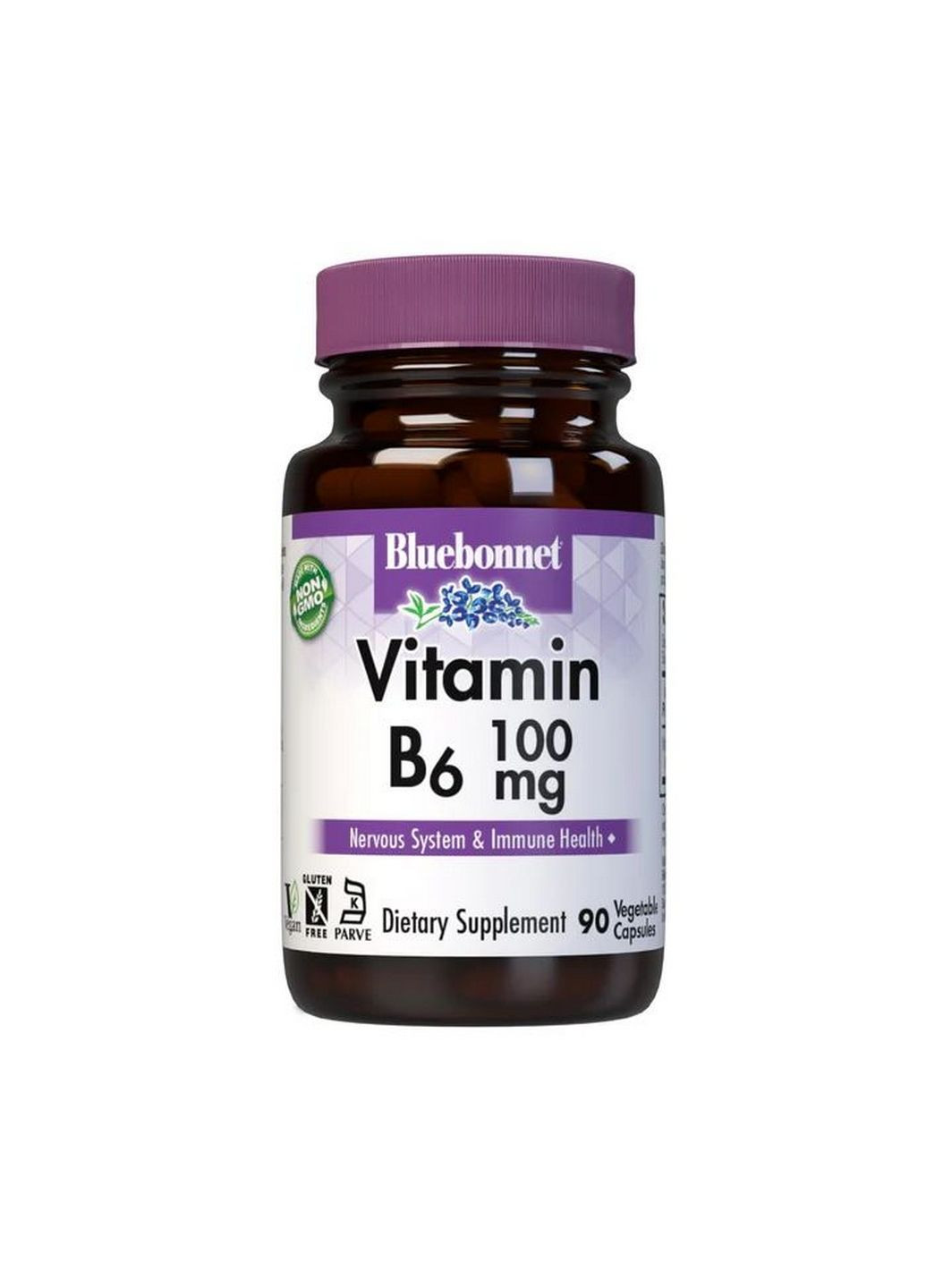 Вітаміни та мінерали Vitamin B6 100 mg, 90 вегакапсул Bluebonnet Nutrition (293341383)