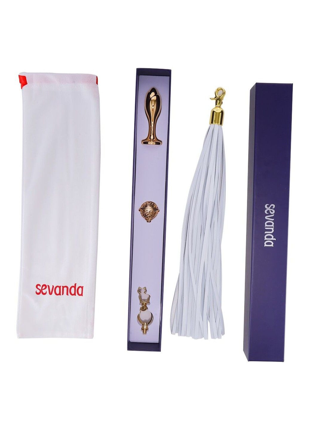 Металлическая анальная пробка Хвост пони SEVANDA White Pony-Tail Anal Rose-shape Plug Lockink (315497948)