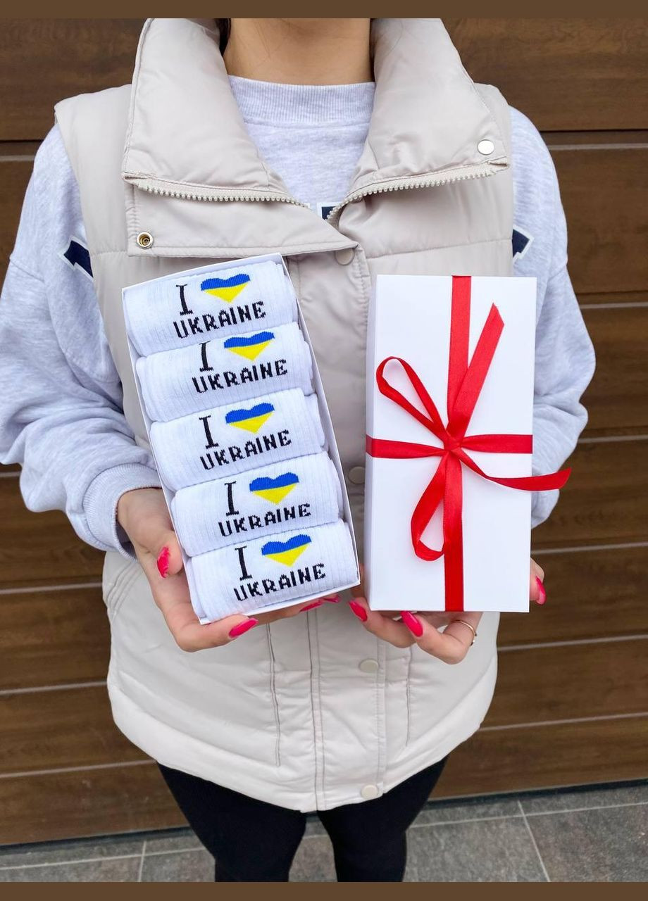 Комбіновані набір жіночих патріотичних шкарпеток 36-41 5 пар у подарунковій коробці Vakko (308862516)