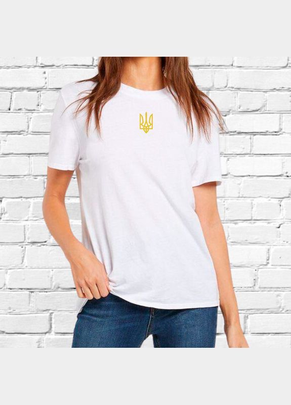 Футболка с вышивкой золотого трезубца женская (423098-15-4) No Brand - (330807655)