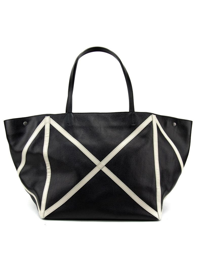 Жіноча містка сумка шопер на плече з натуральної шкіри флотар з акцентними швами повсякденна RoyalBag CH-4835A-FL (356077833)