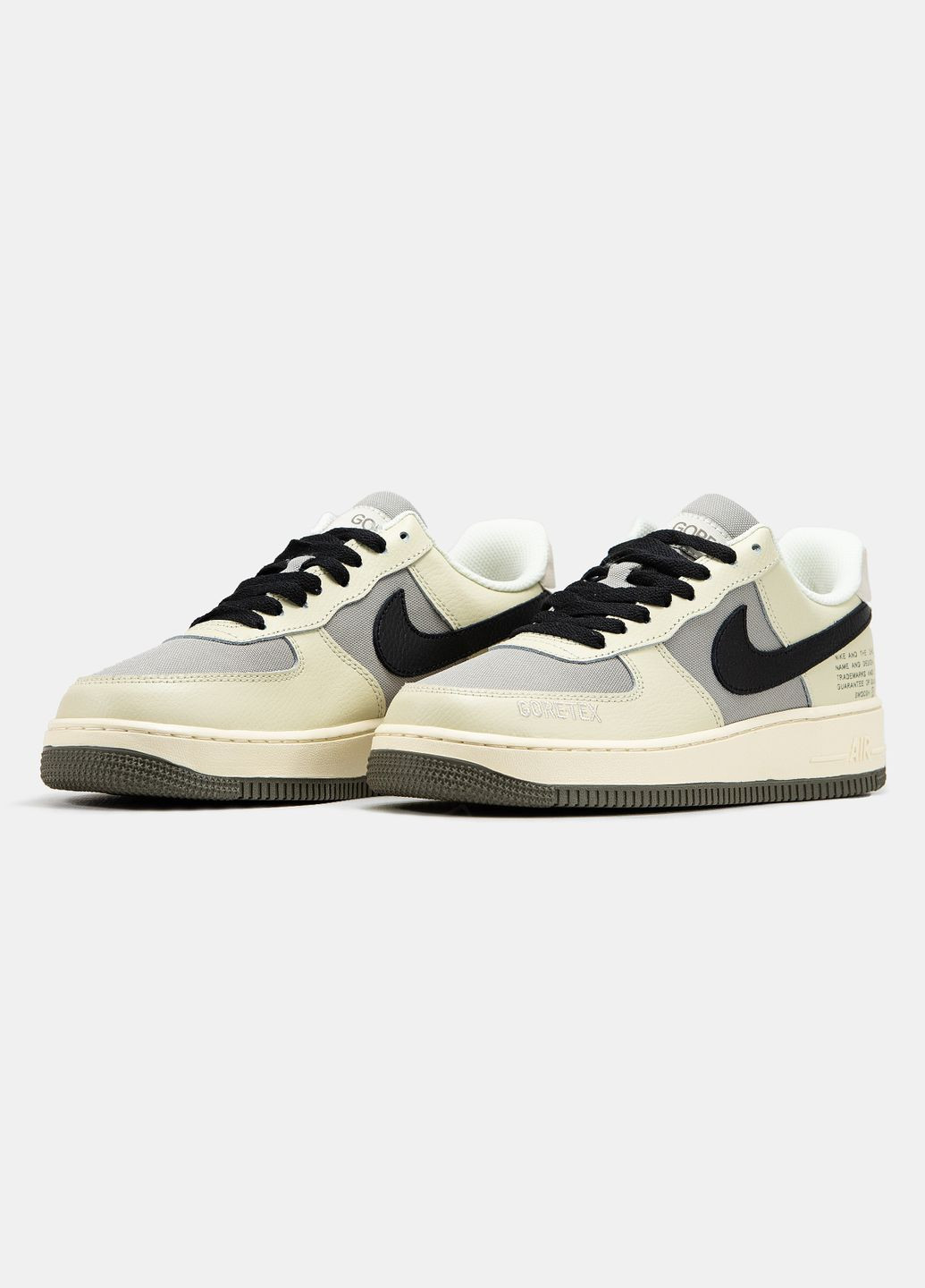 Бежевые всесезонные кроссовки мужские nike air force 1 beige gray gore-tex | найк аир форс 1 бежевые серые No Brand
